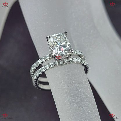 Ensemble de mariage en moissanite taille radiante Brilliant Radiance