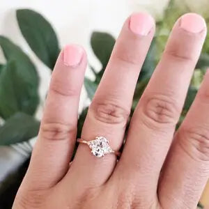 Vintage Oval Moissanite engagement ring unique Cluster Yellow gold engagement ring women Round diamond wedding Bridal art deco Anniversary. Forever For Love